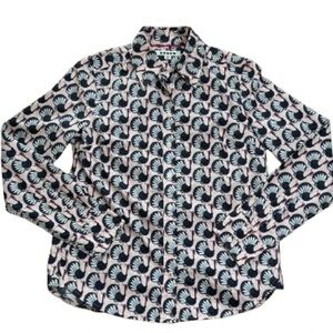 BODEN Turkey Print Button Down Pink 100% Cotton Dress Shirt Women’s Size 0